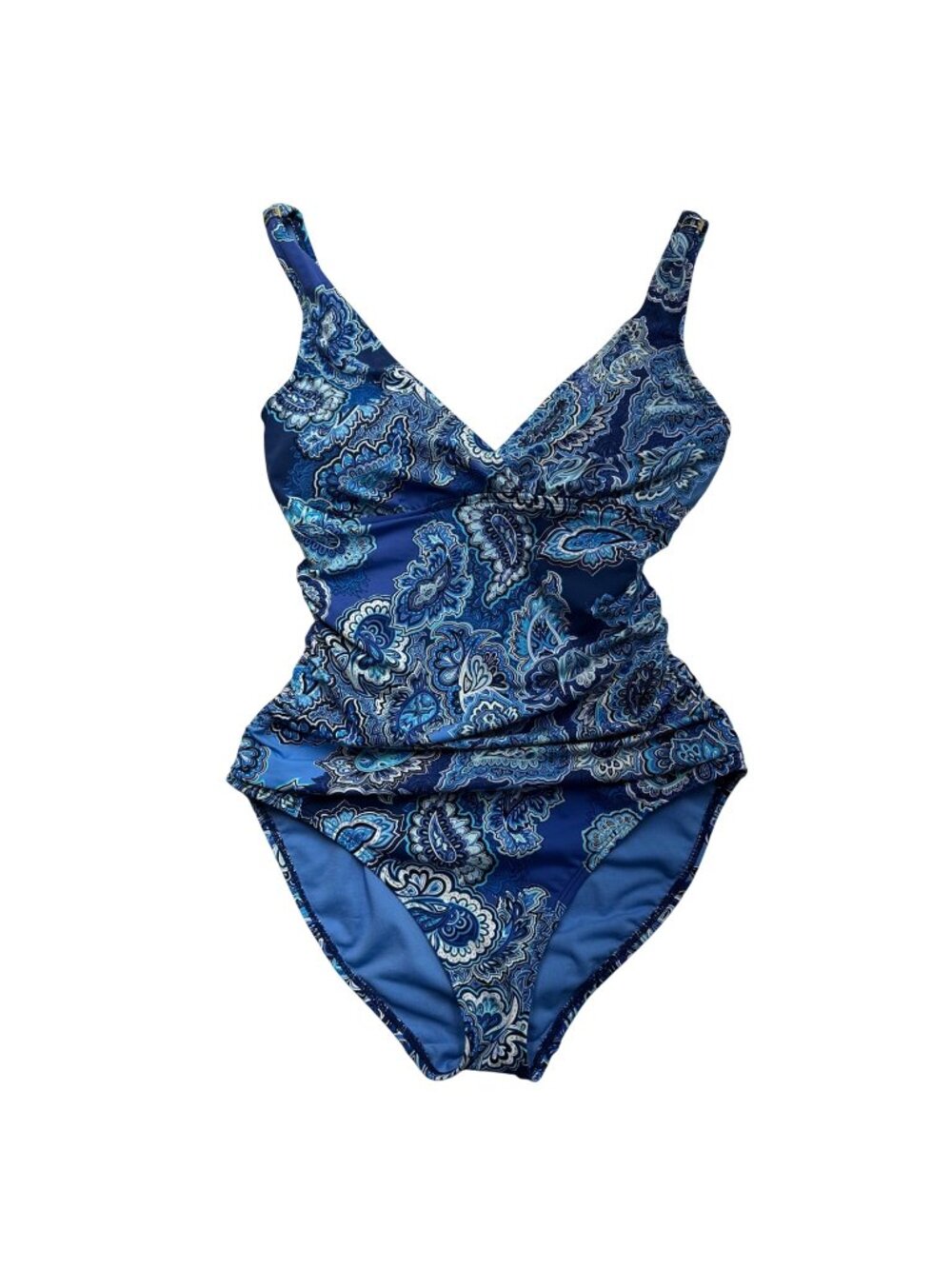 Lauren Ralph Lauren Swimsuit Blue One Piece Size 4 Paisley Slimming Underwire